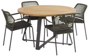 Taste by 4 Seasons Barista tuinset green met Basso teak tafel Ø 130 cm  Tuinset    houtkleur weerbestendig