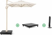Zweefparasol  2.5x2.5m T1 (incl. voet + hoes) Ivoor Wit Platinum Voyager