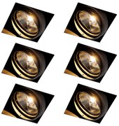 Set van 6 Inbouwspot zwart GU10 AR111 Trimless - Oneon