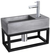 Differnz Ravo fonteinset - 38.5x18.5x25cm - Rechthoek - 1 kraangat - Recht chromen kraan - met zwart frame - beton donkergrijs SW374585/SW494076/SW539762/SW696219/SW705413