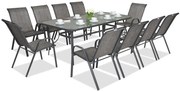 Metalen tuinmeubel Modena voor 10 personen met grote tafel Garden Point grijs