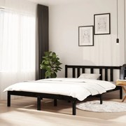 vidaXL Bedframe massief hout zwart 135x190 cm 4FT6 Double