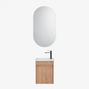 Narek Zwevend Houten Badkamermeubelset Met Geïntegreerde Wastafel Ash Brown & Ovaal Met Opbergruimte Zwart 50x90 Cm Oricsa & Zwart - Sklum