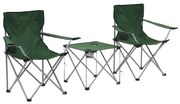 vidaXL Campingtafel en -stoelenset groen 3-delig