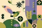 Ilustratie Forest in geometric abstract shapes, Sanja Djordjevic