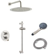 Saniclear Exclusive inbouw regendouche 20cm rond met wandarm, 3 standen handdouche en glijstang RVS