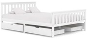 vidaXL Bedframe met 4 lades massief grenenhout wit 140x200 cm