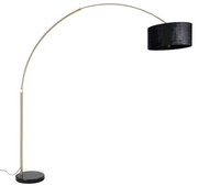 Booglamp messing met zwart stoffen kap zwart 50 cm - XXL Modern E27 Binnenverlichting Lamp