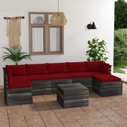 vidaXL 8-delige Loungeset met kussens pallet massief grenenhout