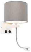 LED Moderne wandlamp wit met grijze kap - Brescia Modern E27 rond Binnenverlichting Lamp