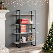 vidaXL Boekenkast met 4 schappen 100x30x140 cm spaanplaat betongrijs