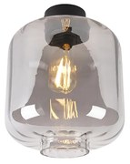 Design plafondlamp zwart met smoke glas - Qara Design E27 rond Binnenverlichting Lamp