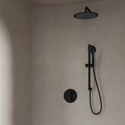 Saniclear Nero inbouwregendouche 20cm rond met wandarm, 3 standen handdouche en glijstang zwart mat