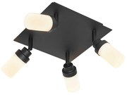 Moderne badkamer Spot / Opbouwspot / Plafondspot zwart 4-lichts IP44 - Japie Modern G9 IP44 vierkant Lamp