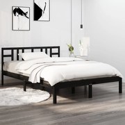 vidaXL Bedframe massief hout zwart 135x190 cm 4FT6 Double