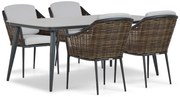 Tuinset 4 personen 180 cm Aluminium/wicker Grijs Coco Olivine/Vienna