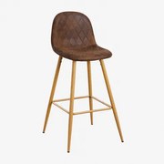 Set Van 2 Hoge Krukken Van Glamm-kunstleer Koffie Diamond & ↑75 Cm & Natuurlijk Hout - Sklum