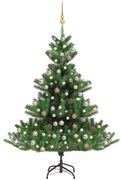 vidaXL Kunstkerstboom Nordmann met LED's en kerstballen 210 cm groen