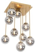 Smart plafondlamp goud met smoke glas 9-lichts incl. 9 Wifi G9 - Athens