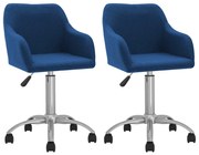 vidaXL Eetkamerstoelen 2 st draaibaar stof blauw