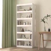 vidaXL Boekenkast/kamerscherm 80x30x199,5 cm massief grenenhout wit