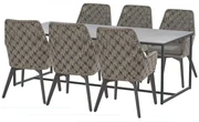 4 Seasons Outdoor Savoy tuinset met Quatro tafel antraciet met keramisch blad light grey 220 x 95 cm  Tuinset    antraciet weerbestendig