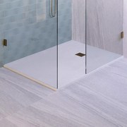 BRAUER Relievo Crag Douchebak 160x100cm antislip antibacterieel mineraalmarmer mat wit DB-RC100X160W