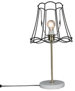 Retro tafellamp messing met Granny frame zwart 30 cm - Kaso Retro Minimalistisch E27 Draadlamp rond Binnenverlichting Lamp