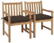 vidaXL Tuinstoelen 2 st met taupe kussens massief teakhout