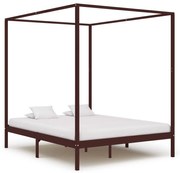 vidaXL Hemelbedframe massief grenenhout donkerbruin 160x200 cm