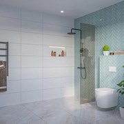 Fortifura Galeria Inloopdouche - rook glas - 50x200cm - 8mm - nano - blind inbouw profiel SW797936 SW1102415