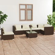 vidaXL 7-delige Loungeset met kussens poly rattan bruin