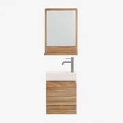 Teakhouten Badkamermeubelset Met Geïntegreerde Wastafel In Napier Cement Teakhout & Rechthoekig Hout 50x70 Cm Mazure & Geborsteld Grijs - Sklum