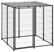 vidaXL Hondenkennel 110x110x110 cm staal zwart