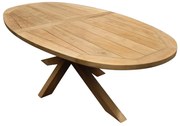 Ellips dining tuintafel 240x120xH76 cm met kruispoot teak