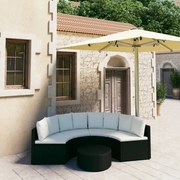 vidaXL 5-delige Loungeset met kussens poly rattan zwart