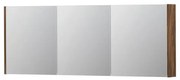 INK SPK1 Spiegelkast - 160x14x60cm - 3 deuren - dubbelzijdige Spiegel - schakelaar en stopcontact - MFC Noten 1110814
