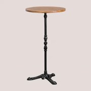 Ronde Hoge Barkruk Van Azteekse Acaciahout Ø60 Cm & Zwart - Sklum