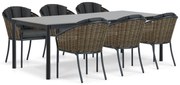 Tuinset 6 personen 220 cm Aluminium/wicker Grijs Coco Santika Tika