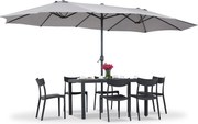 Merida dubbele tuinparasol 2,7 x 4,5 m grijs Garden Point