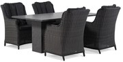 Tuinset 4 personen 180 cm Wicker Zwart Garden Collections Buckingham/Graniet