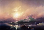 Kunstreproductie La neuvieme vague (The ninth wave), 1850, Aivazovsky, Ivan Konstantinovich