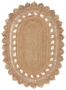 Ovalen vloerkleed in jute met motieven, Rozza