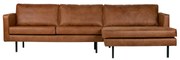 BePureHome Rodeo Hoekbank Chaise Longue Eco Leer Rechts Cognac