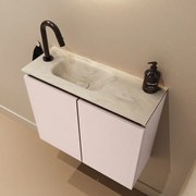 Mondiaz Ture DLux toiletmeubel 60cm rosee met wastafel ostra links met kraangat