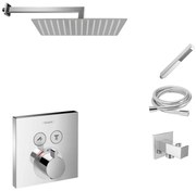 Hansgrohe Shower Select inbouw douchekraan met Mueller Cube 30cm douchekop en wandarm regendouche chroom