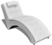 vidaXL Chaise longue met kussen kunstleer wit