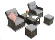 Toledo Terrace antraciet technorattan set met Garden Point poefs