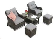 Toledo Terrace antraciet technorattan set met Garden Point poefs