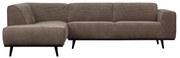 BePureHome Statement Hoekbank Platte Brede Rib Taupe Hoek Links